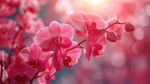 Orchids with Dewdrops on Bokeh Lights Background.