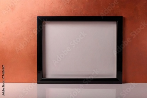 Product packaging mockup photo of Black wall frame, studio advertising photoshoot