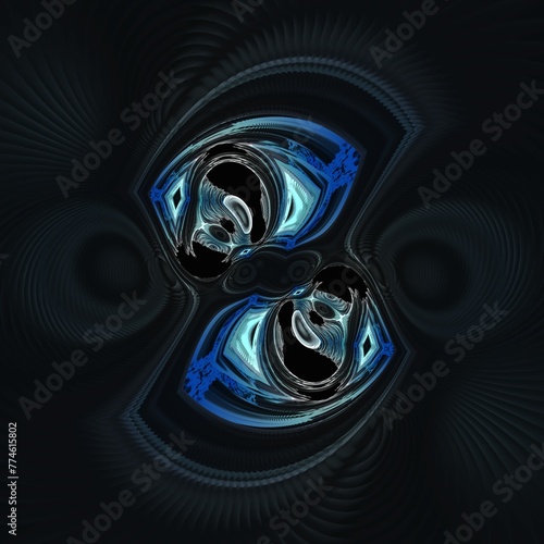 silver grey light blue creative cyclone style design on black background