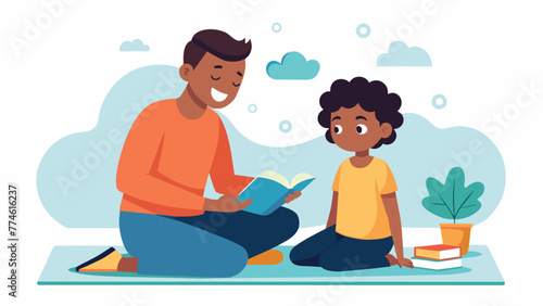 A parent modeling healthy coping mechanisms by taking deep breaths and remaining calm teaching their child how to manage challenging emotions