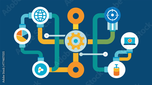 A series of pipes and valves intertwine representing the complex and interconnected nature of data integration. The pipes carry different types