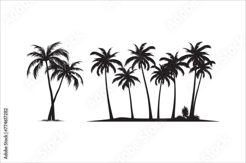 summer Element Line art Silhouette. Surfboard Ocean Wave Beach and Line art Summer silhouette vector, summer silhouette images, summer silhouette Vector.