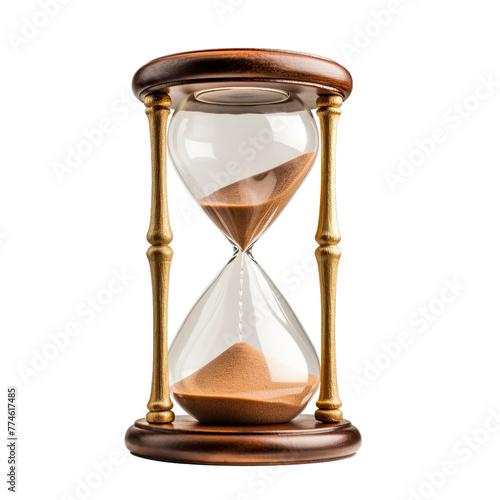 illustration of sand flowing hourglass, Isolated on transparent PNG background, Generative ai