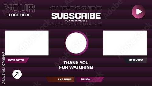 Thank you for watching screen, Youtube outro with a cool bubbling pink texture