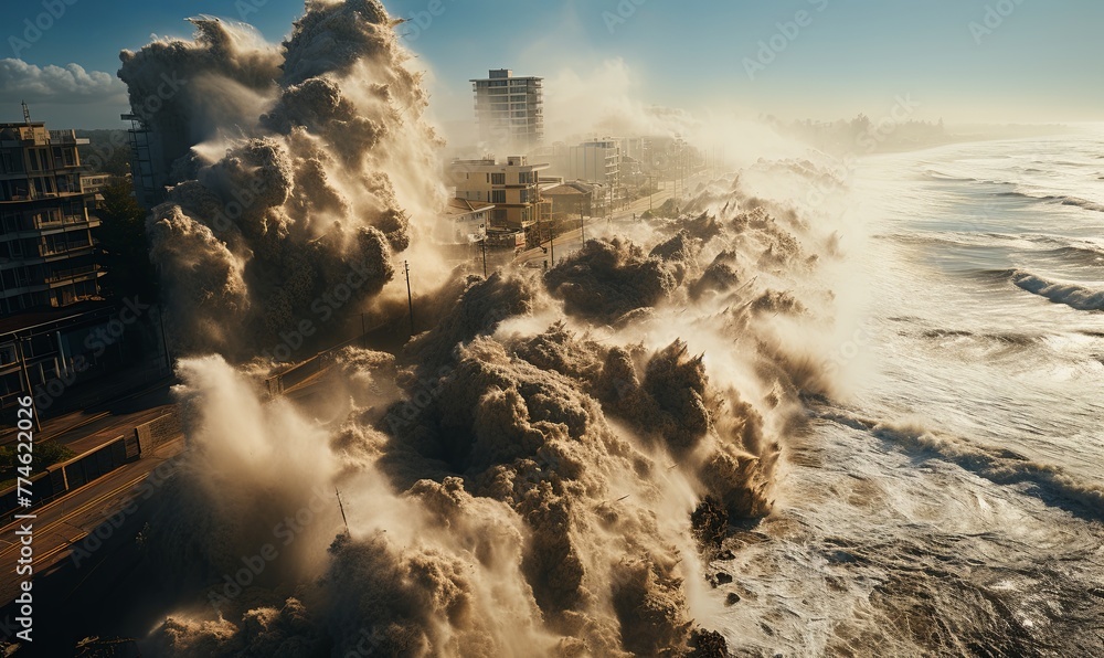 Massive Wave Crashes Into City