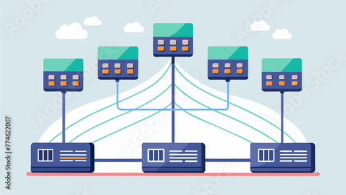 An array of network switches connecting cables and fiber optics serving as the backbone of a secure and robust 5G network architecture.
