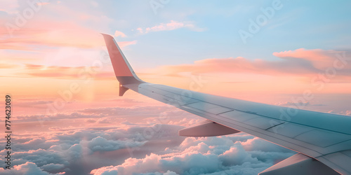 Asa de avião contra o céu azul photo