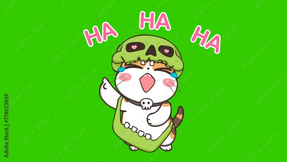 haha animation, Halloween cat on green screen haha animation, Halloween cat on green screen