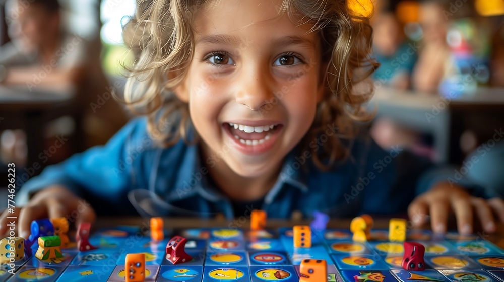 Board Game Bliss: A Young Boy's Infectious Smile