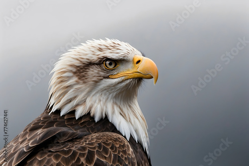 A close up of an eagle with an isolated background