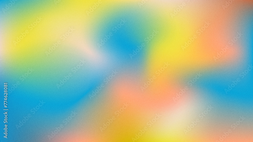 Abstract blurred gradient background with grainy noise texture in fresh bright colors. For covers, wallpapers, branding, social media, business cards and more