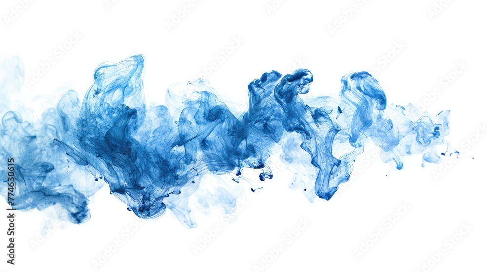 Fototapeta premium Swirling blue smoke on white background