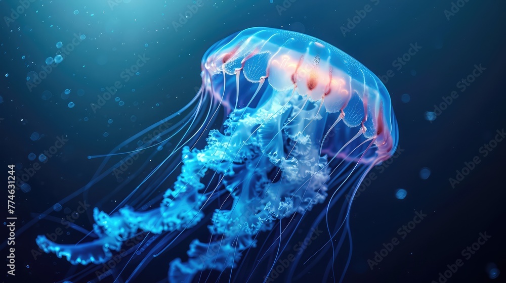 Sea jellyfish on a dark background	