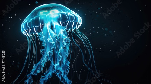 Sea jellyfish on a dark background  © poto8313