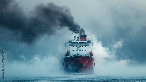 Fototapeta Naklejka Na Ścianę i Meble -  Ship noise pollution affects aquatic animals in the sea.world ocean day world environment day Virtual image.