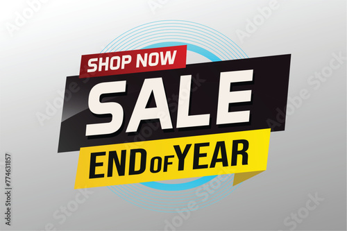 End of year Sale word concept vector illustration with lines and 3d style, landing page, template, ui, web, mobile app, poster, banner, flyer, background, gift card, coupon, label, wallpaper