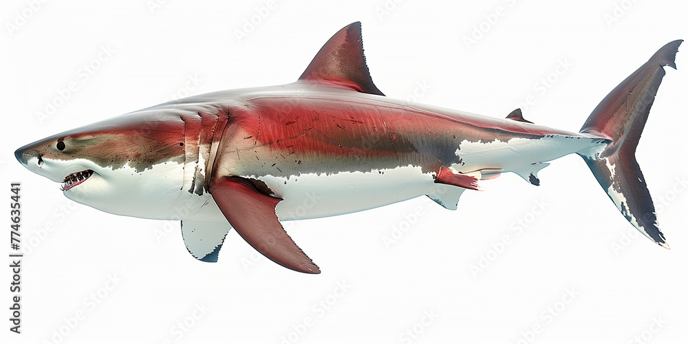 Fototapeta premium Great White Shark on white background 