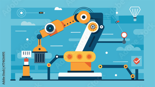 A robotic arm moves with precise motions guided by the customized production process developed through IIoT data ysis.