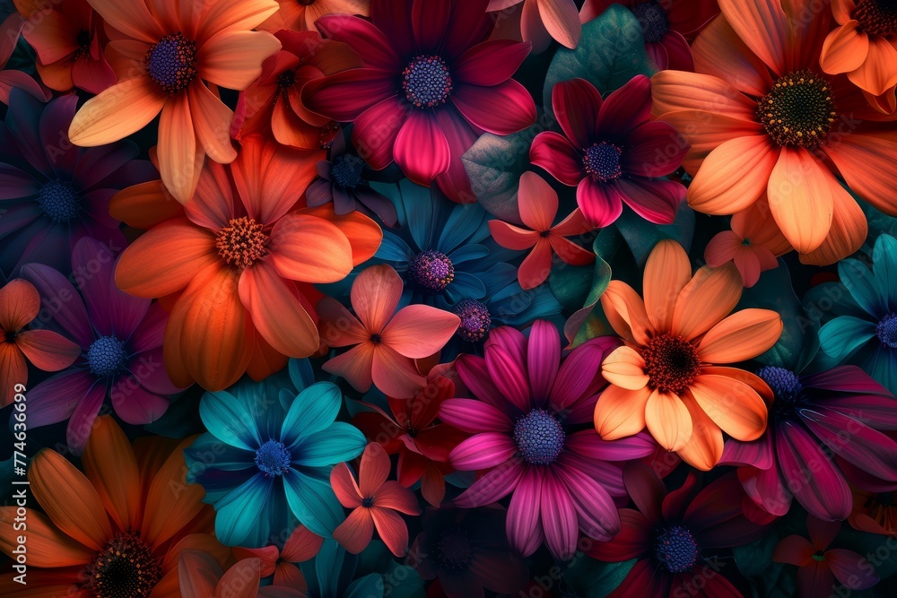 A close-up of numerous flowers with an abundance of petals at their bases A close-up of numerous flowers with an abundance of petals at their bases