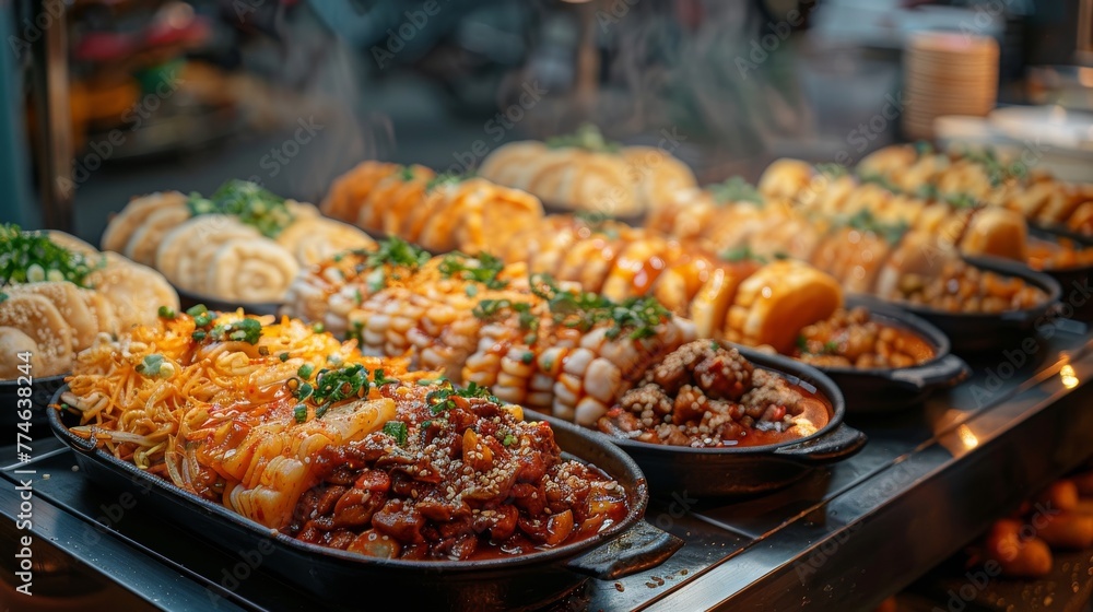 Fototapeta premium Local Cuisine: Take pictures of local dishes and street food, focusing on presentation and authenticity.