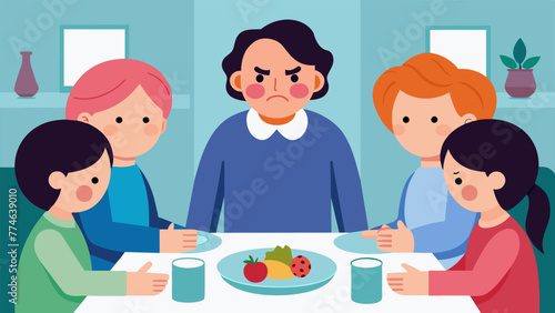 A person at a family dinner struggling to hold back their anger and frustration as a relative shares a perspective that goes against their own