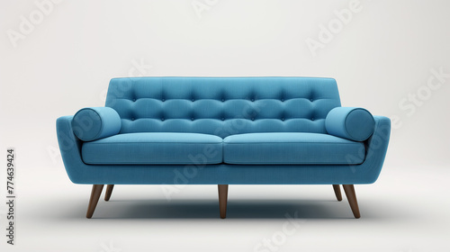 Contemporary blue fabric Sofa Isolated on White Background. © sumetho