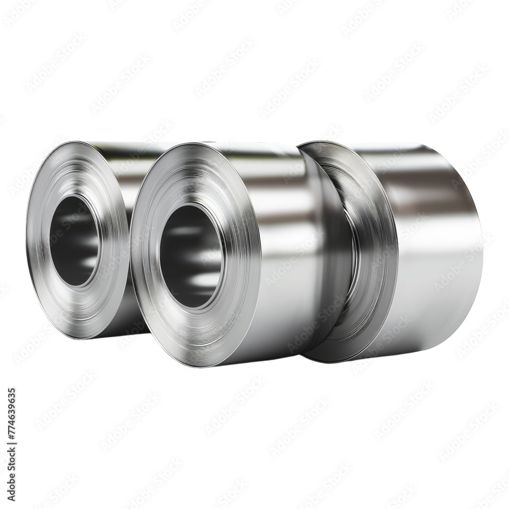 Stainless steel rolls isolated on transparent background Stainless steel rolls isolated on transparent background