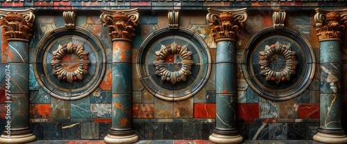 Detail Of Mosaic Wall Tiles On An Old, Background HD For Designer