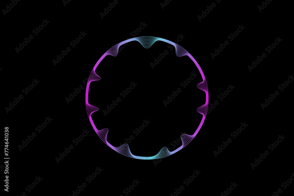 Vector abstract circles lines wavy in round frame colorful spectrum light isolated on black background Vector abstract circles lines wavy in round frame colorful spectrum light isolated on black background