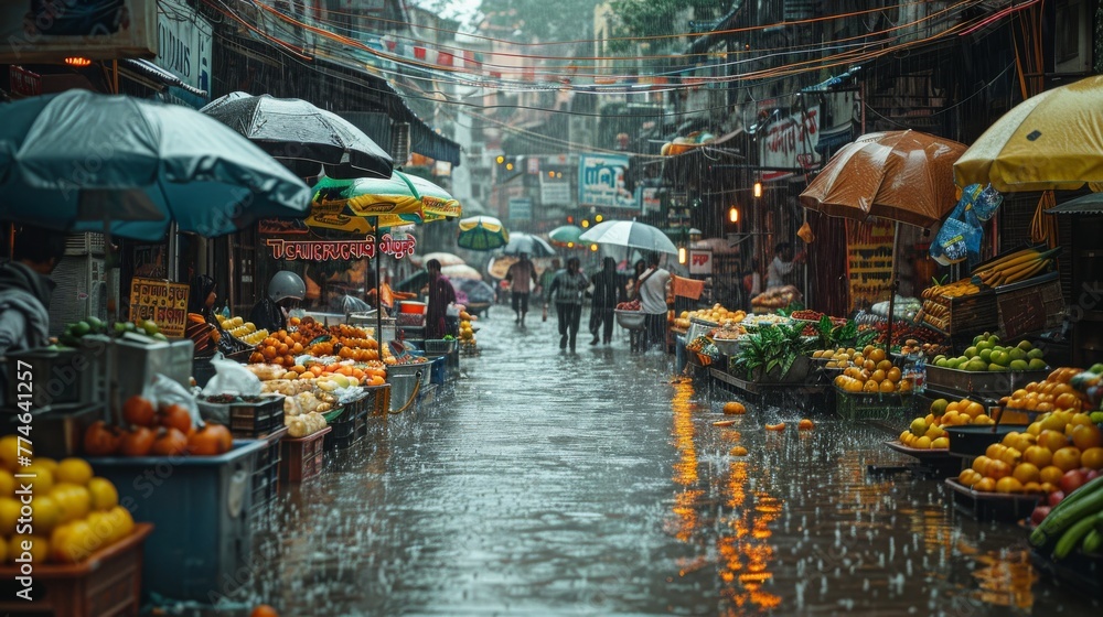 Obraz premium Street Scenes: Capture vibrant street scenes depicting local culture, markets, and everyday life. 