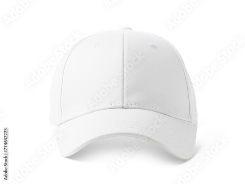 White Baseball Cap on White Background