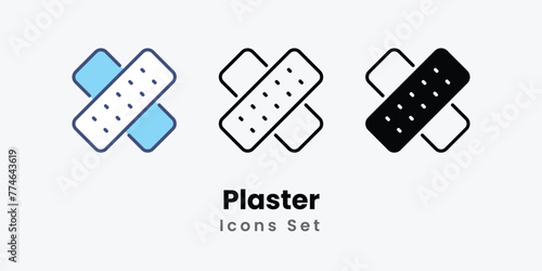 Plaster Icons set thin line and glyph vector icon illustration