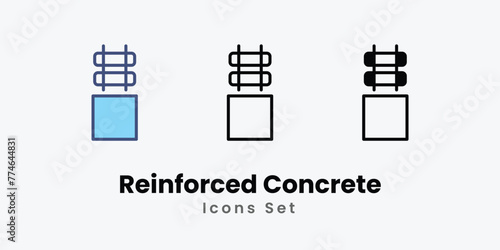 Reinforced Concrete Icons set thin line and glyph vector icon illustration