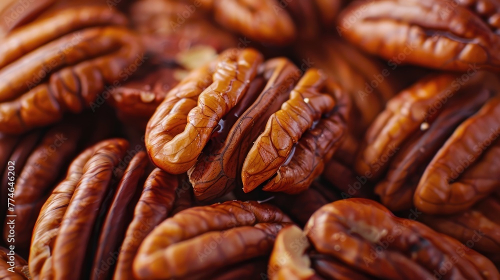 Macro texture of pecans clustered together. Macro texture of pecans clustered together.