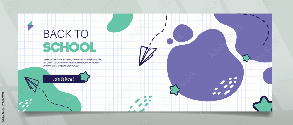 Banner design with school admission concept and modern style