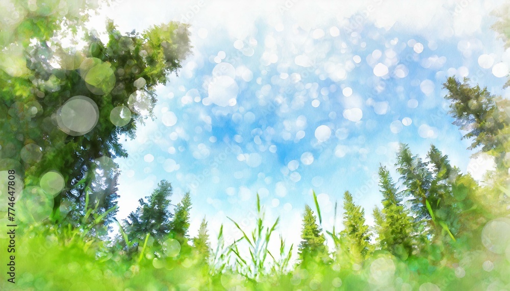Fototapeta premium 夏の森、林の中をイメージした背景素材