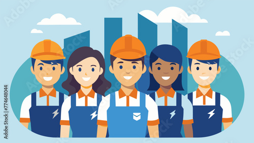 An image of a group of workers wearing uniforms with the company logo representing the positive impact of reshoring on job creation and