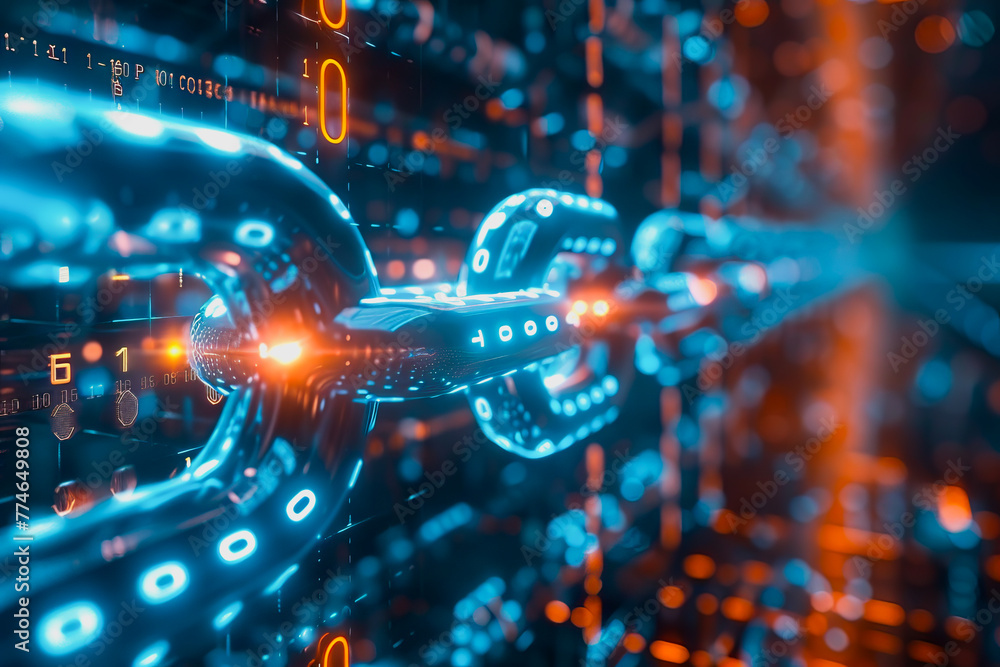 binary numeric data transmission chain of nodes connected in a network form, p2p connection. binary numeric data transmission chain of nodes connected in a network form, p2p connection.