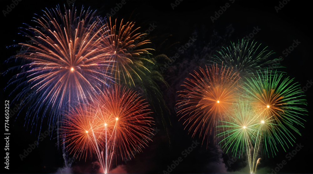 three colored fireworks. generative.ai