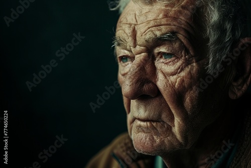 Portrait of an old man with a sad expression on his face