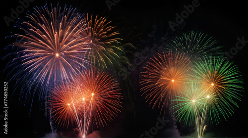 three colored fireworks. generative.ai