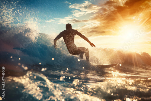 Sunlit Surfing: Skill and Beauty in Summer Waves © anantachat