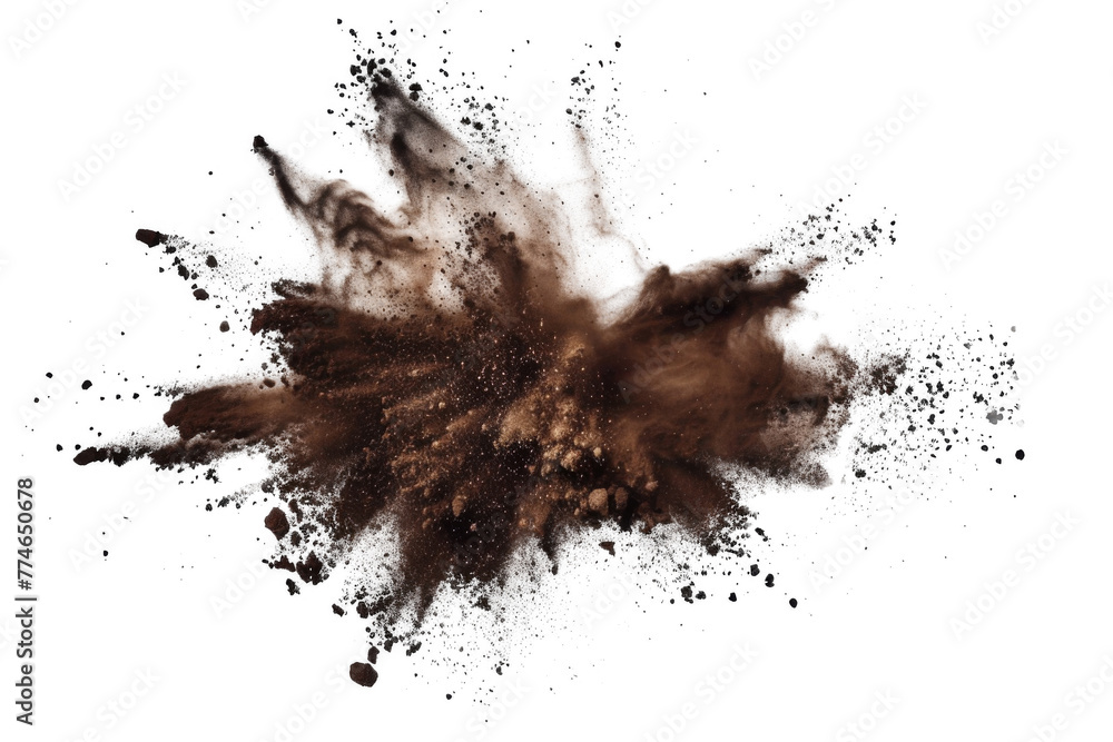 Explosion splash of ground coffee or cocoa powder with freeze isolated on background, pile of splatter of coffee grind dust powder, brown shattered beans. Explosion splash of ground coffee or cocoa powder with freeze isolated on background, pile of splatter of coffee grind dust powder, brown shattered beans.