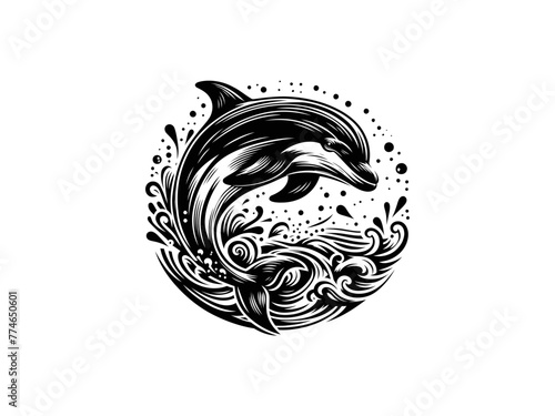 Dancing Waves: Playful Dolphin Illustrations for Aquatic Designs