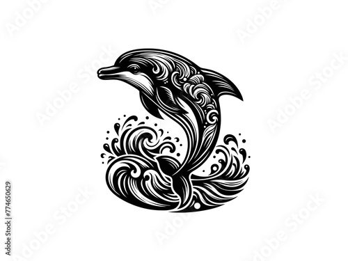 Dancing Waves: Playful Dolphin Illustrations for Aquatic Designs