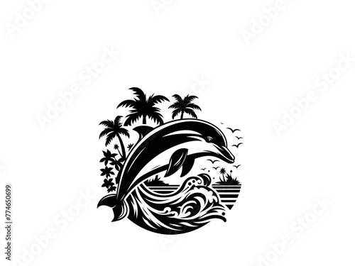 Dancing Waves: Playful Dolphin Illustrations for Aquatic Designs