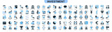 set of Investment icon symbol. economy, financial gain, interest investor, mutual fund, asset, risk management, and stock icons. Solid icon vector