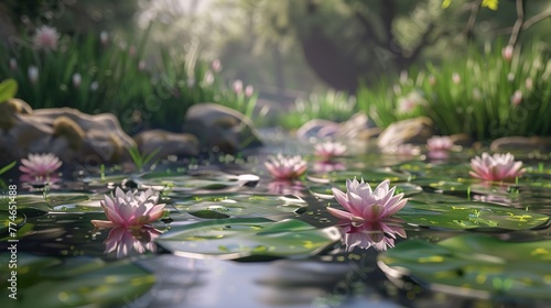 View of natural water lillies ,Generative ai