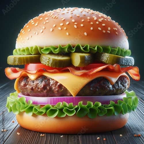 Burger, hamburger on a black background