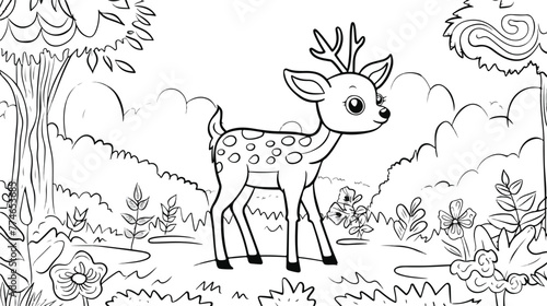 Cute Coloring Page for Kids. Line Art Vector Element.